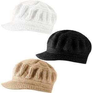 3 Pieces Wom Winter Beanie Hats Cap with Visor Knitted Newsboy